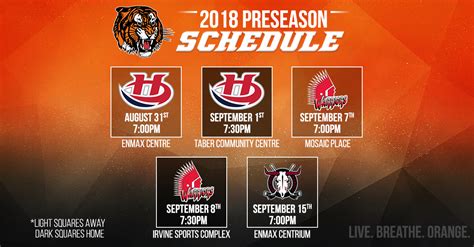 TIGERS PRESEASON SCHEDULE - Medicine Hat Tigers