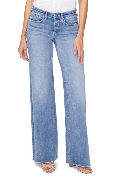 NYDJ Denim Teresa Fray Hem Wide Leg Jeans in Blue - Lyst