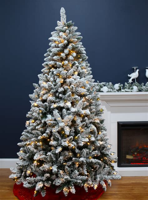 8ft /240cm Bavarian Pre Lit Christmas Tree Snow Flocked Fir