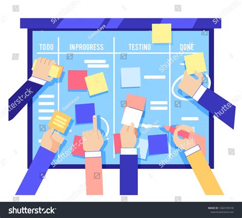 Scrum Board Concept Human Hands Sticking Stock Illustration 1282195576 ...