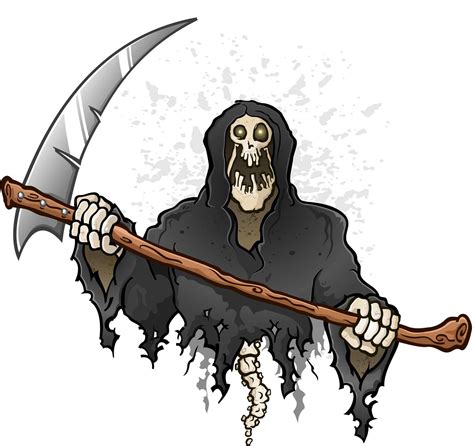 Grim Reaper Cartoon Character Holding a Death Scythe Stock Image ...