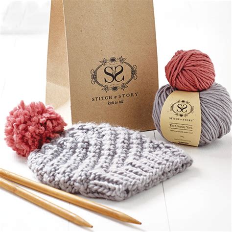 Beginner's Pom Pom Hat Knitting Kit By Stitch & Story | notonthehighstreet.com