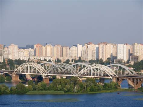 View of the Dnipro River, Kyiv Bridges and the Left Bank of Kyiv ...