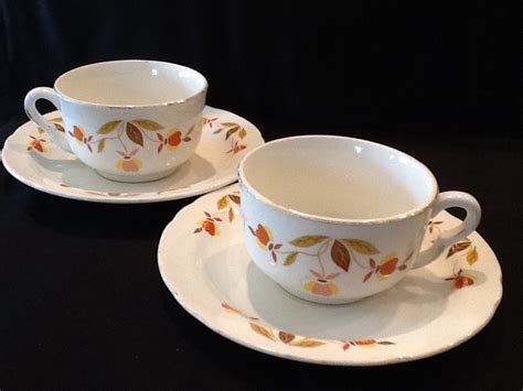 Jewel Tea Autumn Leaf Cups and Saucers Two of by AntiquesByGranny