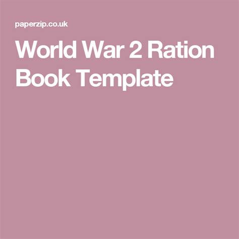 World War 2 Ration Book Template | Book template, History lesson plans ...