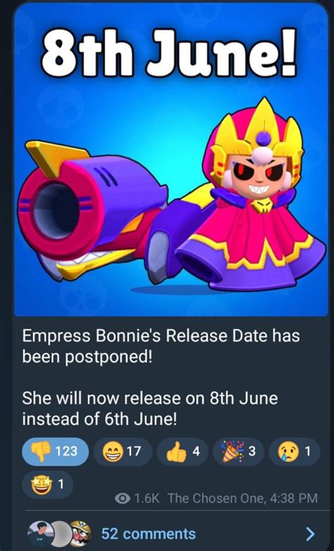 empress bonnie skin also postponed : Brawlstars