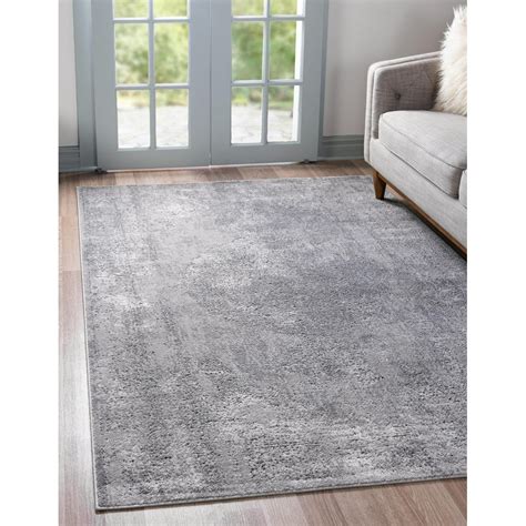 Rugs.com Oregon Collection Rug – 9' x 12' Gray Low-Pile Rug Perfect For Living Rooms, Large ...