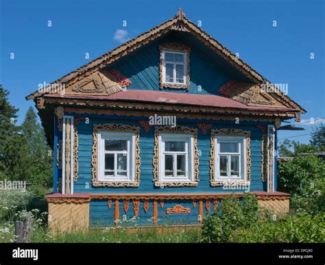 Wooden house in the small village of Goritzy / Goritsy Russia a stop on ...