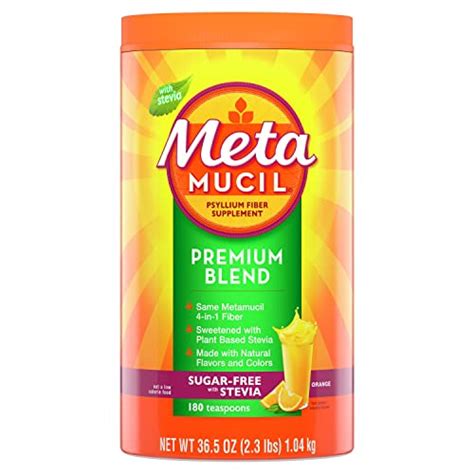 Metamucil Premium Blend Fiber 180 Servings Psyllium Husk Fiber Powder ...