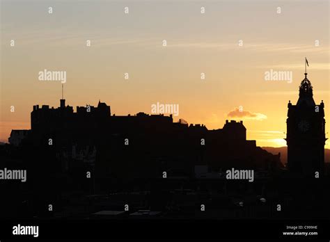 Edinburgh Castle sunset, Scotland, UK Stock Photo - Alamy