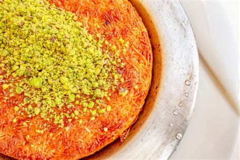 Plate of Fresh Kunefe, Sweet Cheese Pastry from Turkish Cuisine Stock Image - Image of orange ...