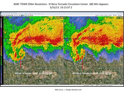 Remarkable radar data from the El Reno EF5 Tornado.