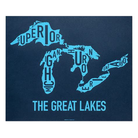 Great Lakes Map Typographic Poster – Neighborly