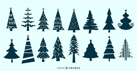 Christmas Tree Silhouette Vector Set Vector Download