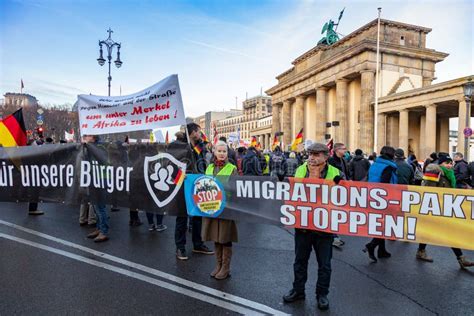 BERLIN, GERMANY - DEC 1, 2018: Anti-immigration Demonstration, the ...