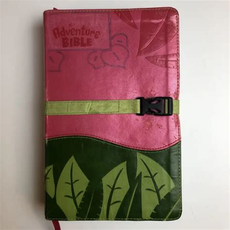 THE ADVENTURE BIBLE Girls Kids Bible Buckle Closure Pink & Green ...