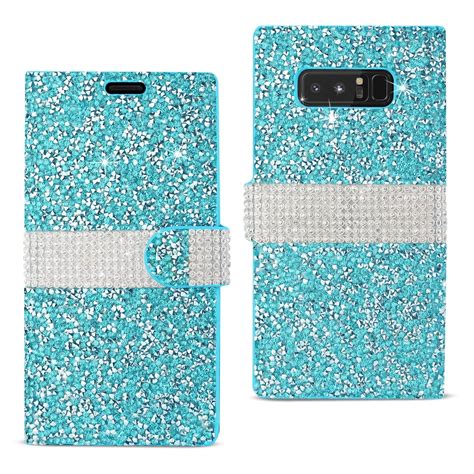 Samsung Galaxy Note 8 Diamond Rhinestone Wallet Case In Blue - Walmart.com