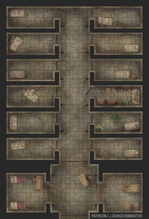 Prison Wing | J.Dungeonmaster on Patreon | Dungeon maps, Dnd world map, Tabletop rpg maps