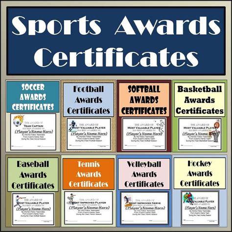 Sports Awards Bundle: Certificates & Ballots - Eight Different Sports ...