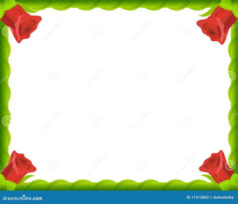 Red Roses Romantic Photo Frame Stock Vector - Illustration of green ...