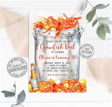 Crawfish Boil Invitations Crawfish Boil Birthday Invitation | Etsy