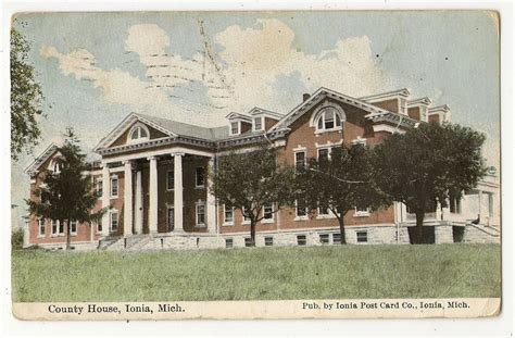 ANTIQUE VIEW POSTCARD COUNTY HOUSE BUILDING CLUDS SKY IONIA MICHIGAN MI 1912 | County house ...