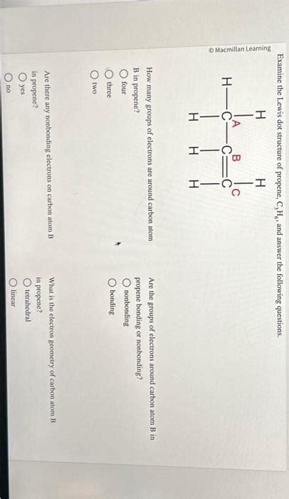 Solved Examine the Lewis dot structure of propene, C3H6, and | Chegg.com