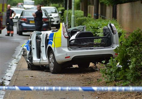 Pictures: Police car roof cut off after Newmarket crash