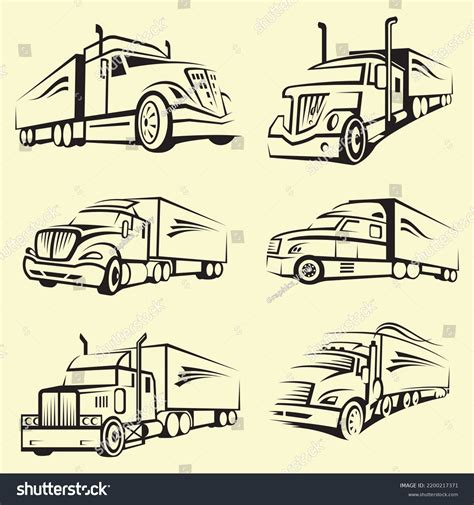 Truck Vector Set 18 Wheeler Stock Vector (Royalty Free) 2200217371 ...