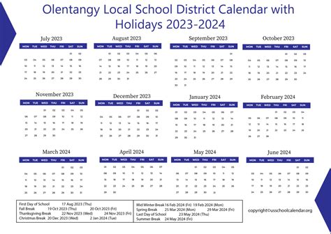 Olentangy 2025 Calendar - Julian Murray