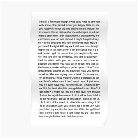 "Kill Bill SZA Lyrics" Poster for Sale by verticalley | Redbubble