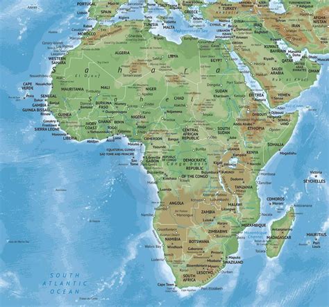Vector Map of Africa Continent Physical | One Stop Map