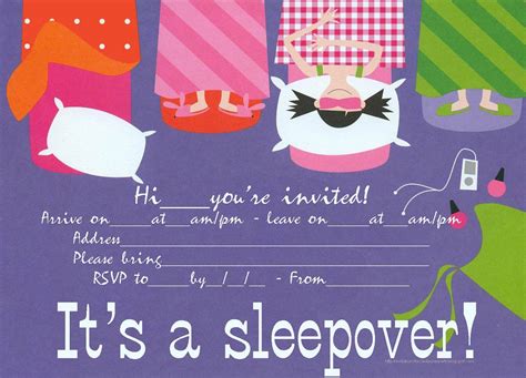 Birthday Party Invitations Free Printable Sleepover