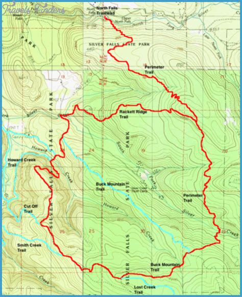 Silver Falls Hiking Trail Map - TravelsFinders.Com