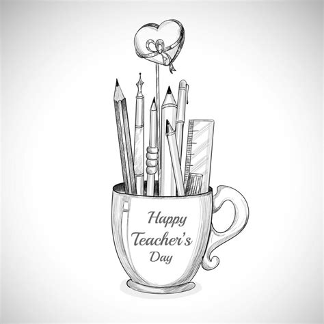 Let's Celebrate Happy Teacher's Day Mug and Pencil Sketch 1254727 ...