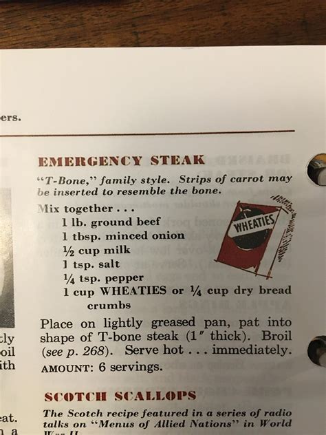 Emergency steak from a 1950 Betty Crocker cookbook : Old_Recipes