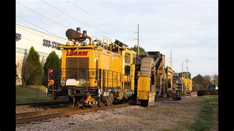 Loram Ballast Cleaner on the CSX CN&L Subdivision 3-17-15 Irmo, S.C. - YouTube