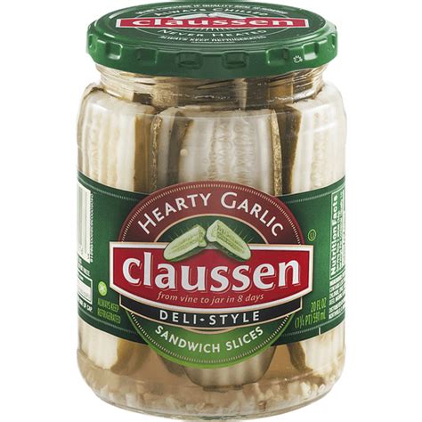 Claussen Hearty Garlic Sandwich Slice Pickles, 20 fl oz Jar | Buehler's