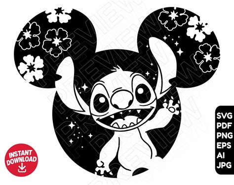 Stitch SVG Ears Svg Png Clipart Cut File Silhouette - Etsy Singapore