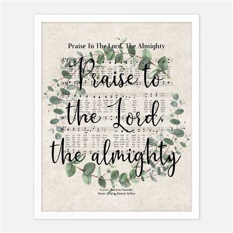 Praise To The Lord The Almighty Vintage Hymn Wall Art Print | Etsy