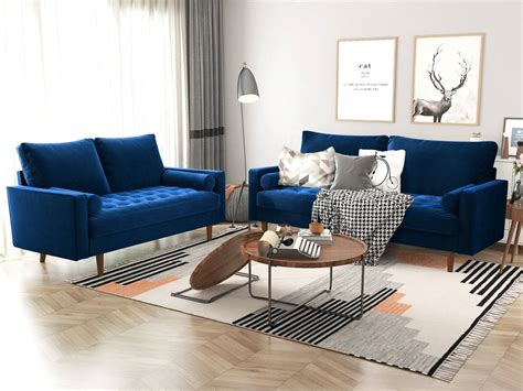 Blue Velvet Sofa Decor | Baci Living Room