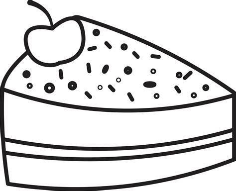 Outline Cake slice with berry illustration. Line art vector doodle style. 20061616 Vector Art at ...