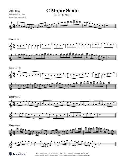 Concert Eb Major Scale Exercises-Intermediate for Alto Sax Sheet music for Saxophone alto (Solo ...