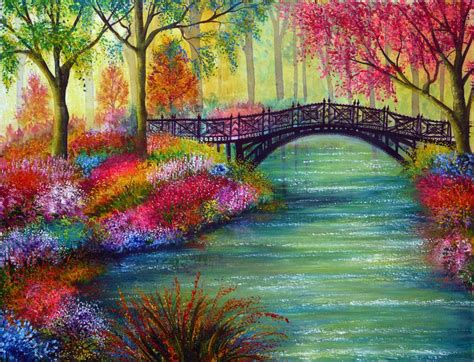 New DIY Acrylic Paint By Numbers Kit PBN Art Oil Painting On Canvas Landscape Colorful Bridge ...