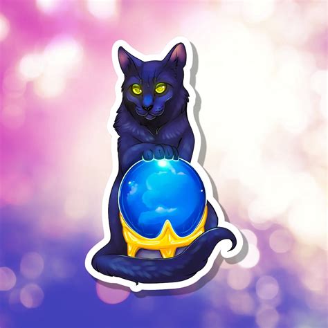 Black Cat Crystal Ball Die Cut Waterproof Sticker Laptop Water Bottle ...