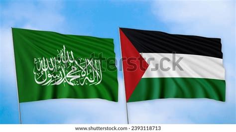 Flags Hamas Palestine Lined Clear Sky Stock Photo 2393118713 | Shutterstock