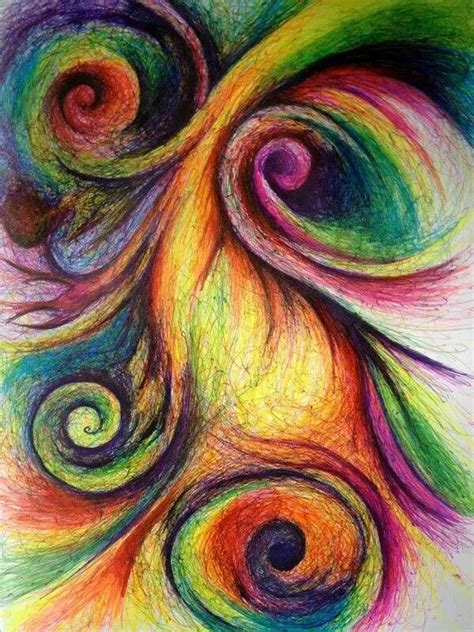 Beautiful swirls.... On etsy. "Colorful Abstract with Swirls - Original Drawing 9x12" by ...