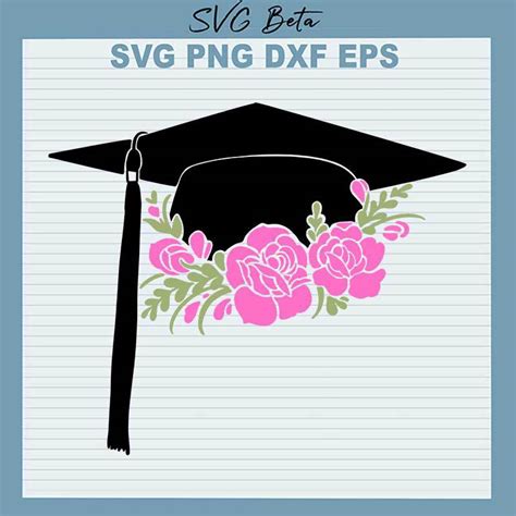 Floral Graduate Cap SVG, Graduation Cap SVG, Floral Grap Cap SVG PNG DXF cut file for cricut