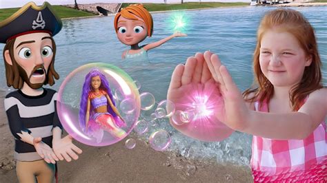 ADLEY gets MERMAiD POWER!! Cartoon Magic and Friendship helps Barbie ...