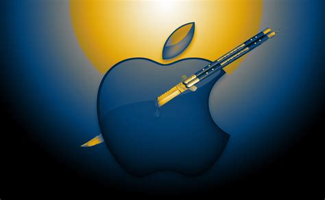 Apple Logo pierced with butterfly knife HD wallpaper | Wallpaper Flare